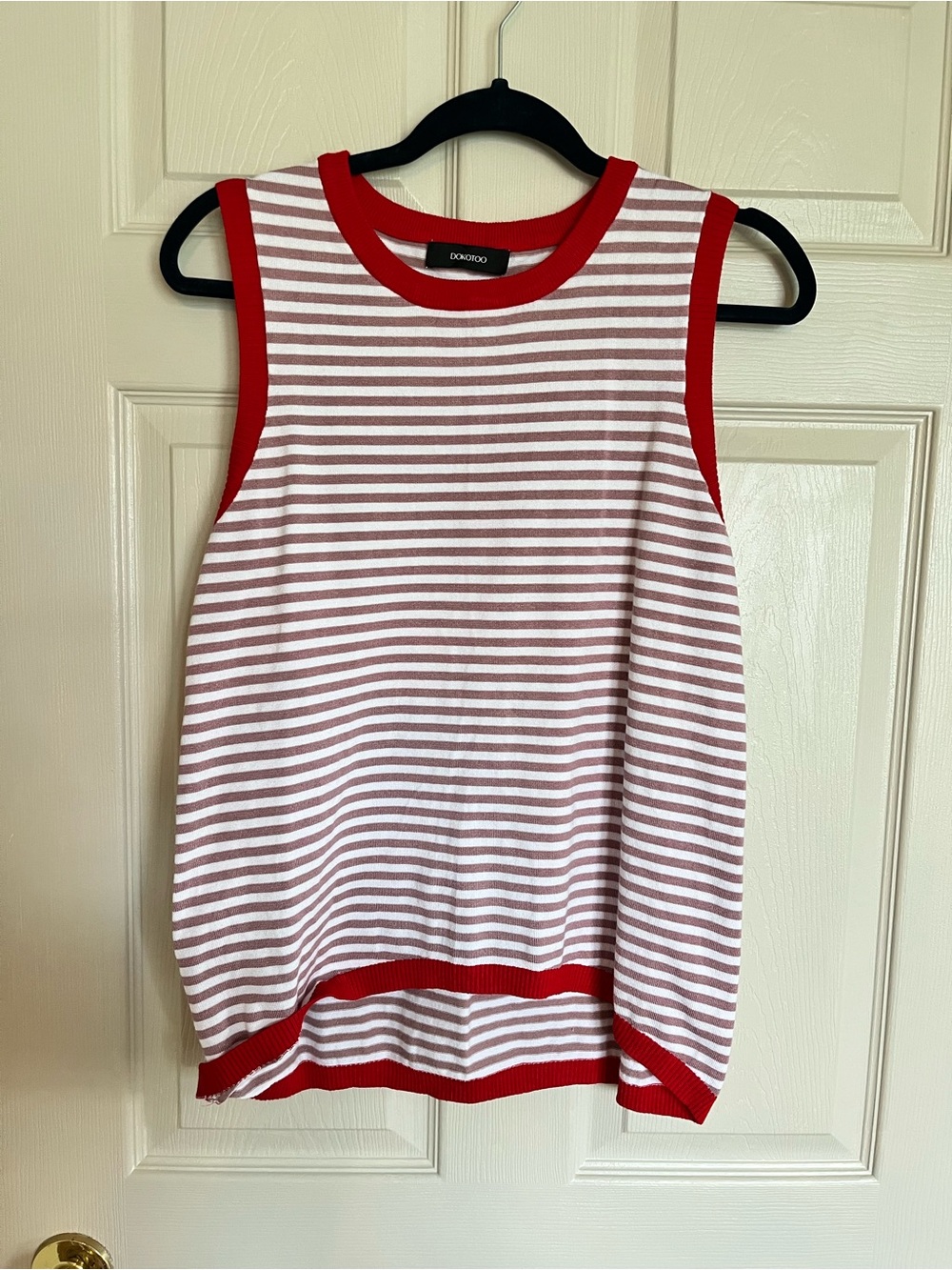 Dokotoo Purple and White Striped Sleeveless Tank Top